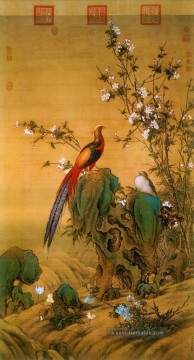 Vogel Werke - Lang glänzt Vögel im Frühjahr alte China Tinte Giuseppe Castiglione Vögel